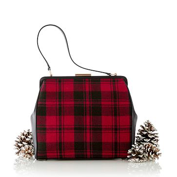 Framed Plaid Handbag, Red