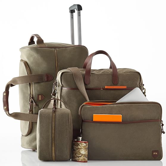 Waxed Canvas Rolling Luggage Mark and Graham