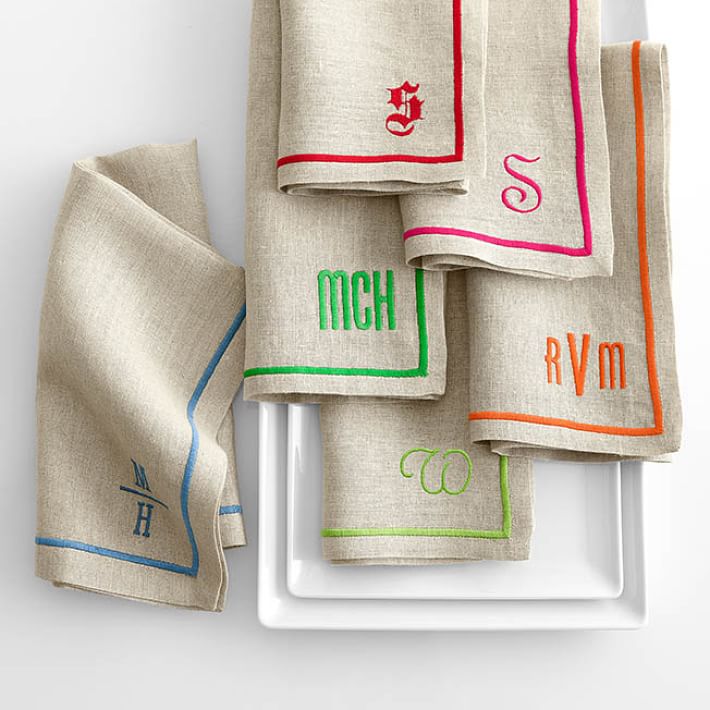 linen satin stitch dinner napkins | mark and graham linen satin stitch dinner napkins | mark and graham