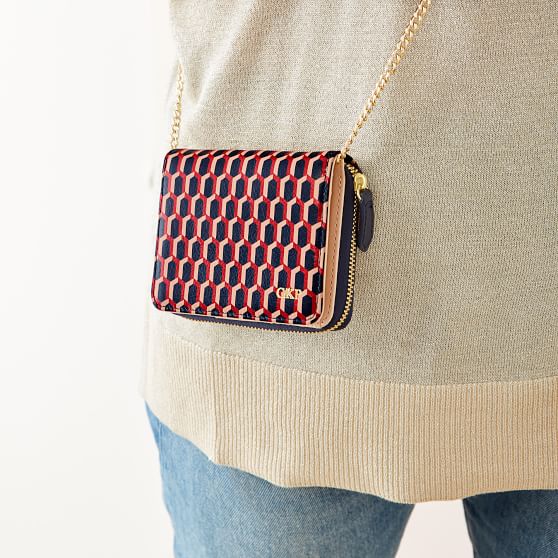mini two tone canvas and leather tb bag