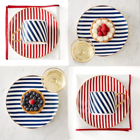 Ceramic Dessert Plate, Set of 4, Stripes Mark and Graham