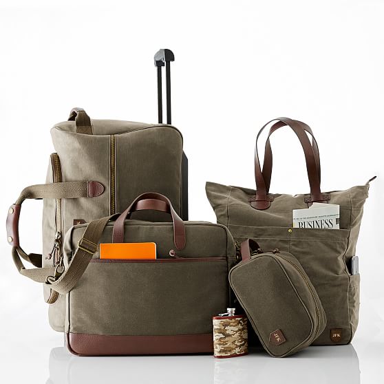 Waxed Canvas Rolling Luggage Mark and Graham