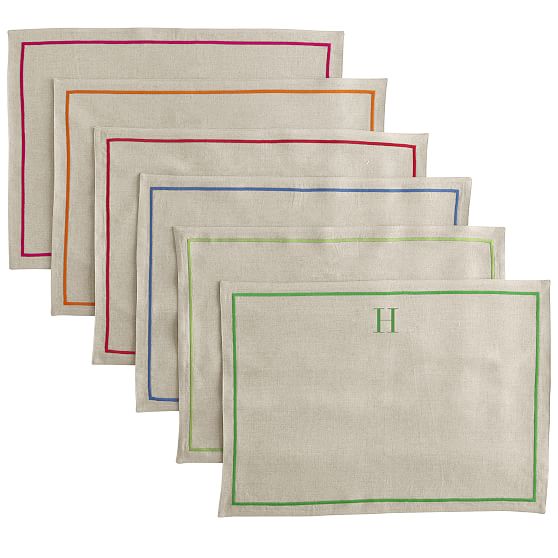 Linen Satin Stitch Placemats Mark and Graham