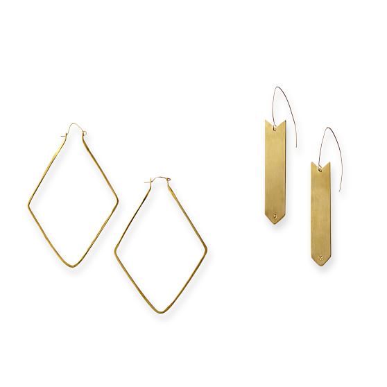 Brass Diamond Hoop Earrings Mark and Graham