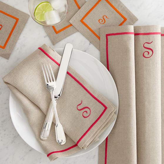 Linen Satin Stitch Placemats Mark and Graham