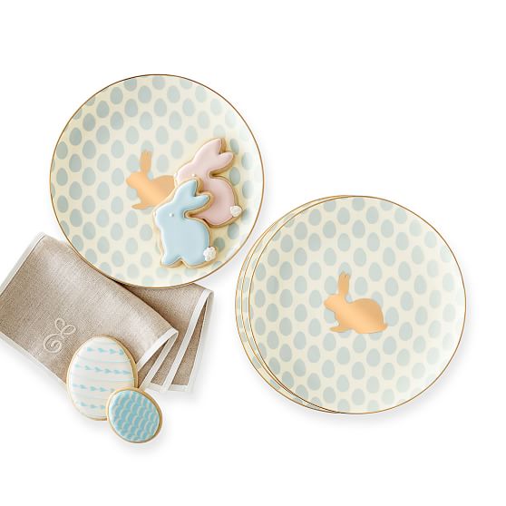 Gold Rim Easter Bunny Dessert Plates, Set of 4 Mark and Graham
