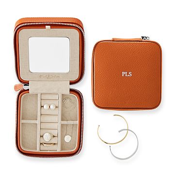 Travel Jewelry Case, Square, Orange