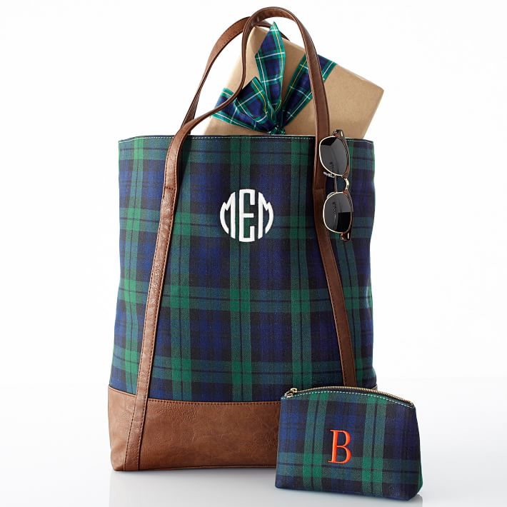 Navy Watch Plaid Tote Mark And Graham