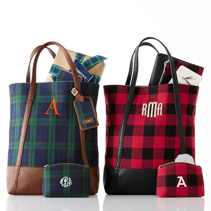 Navy Watch Plaid Tote Mark And Graham