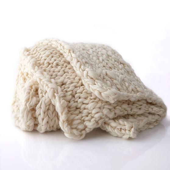 Hand Knit Chunky Wool Blanket Mark and Graham
