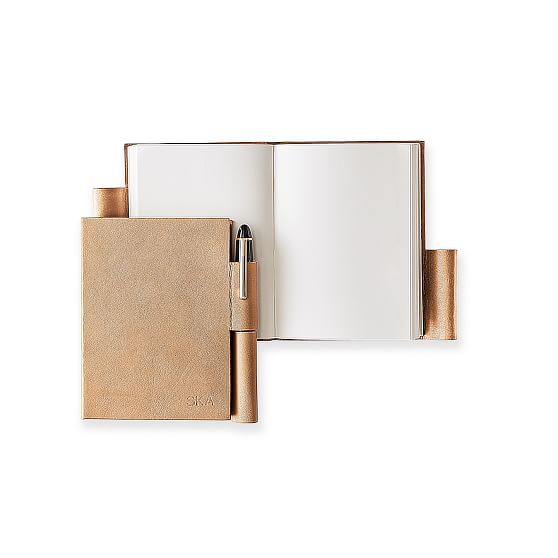 Leather Notebook with Pen Holder, Small Mark and Graham