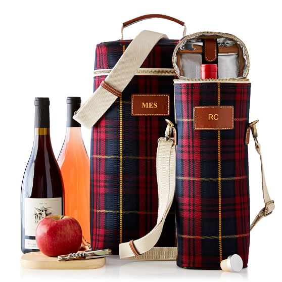 Insulated Wine Tote, Plaid Mark and Graham