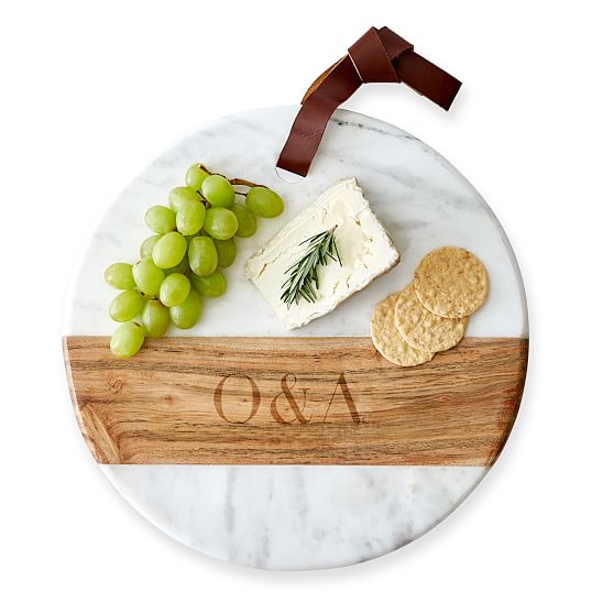 Wood and Marble Cheese Board, Round Mark and Graham