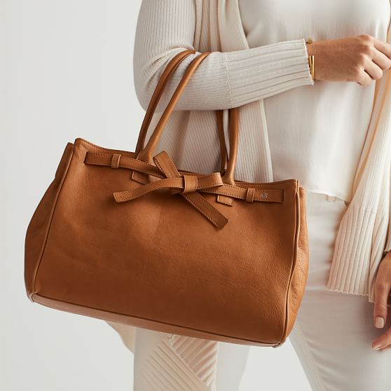 Italian Leather Bow Handbag Mark And Graham