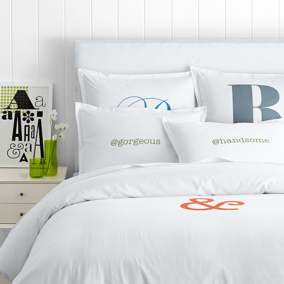Monogrammed Cotton Duvet Cover Sham Personalized Bedding Mark