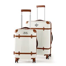 White luggage with tan trim on sale