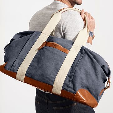 Personalized Canvas and Leather Weekender Bag | Mark and Graham