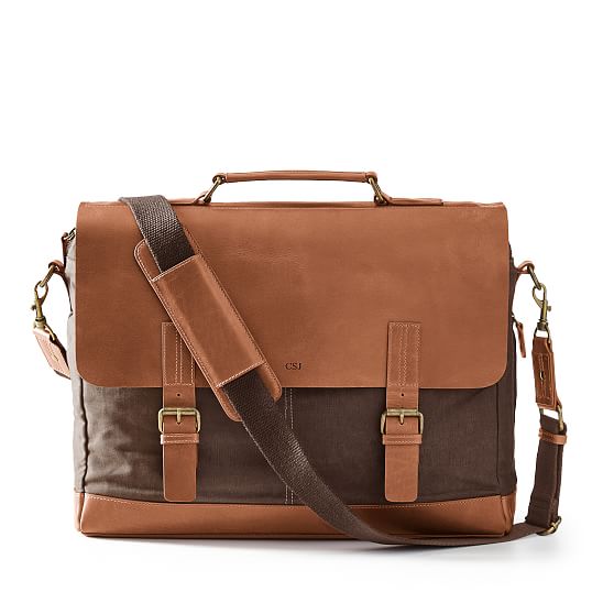 Beckett Waxed Canvas and Leather Messenger Briefcase | Mark and Graham