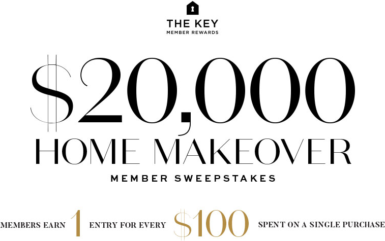 20,000 dollar Home Makeover Member Sweepstakes: Members earn 1 entry for every 100 dollars spent on a single purchase